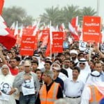 Bahraini protest for the release of rights activist Abdulhadi al-Khawaja