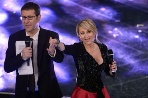 Fabio Fazio e Luciana Littizzetto sul palco del Festival di Sanremo del 2013