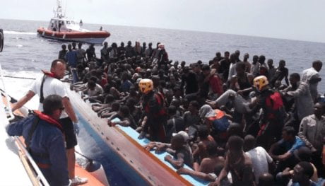 Rescued refugees from Libya