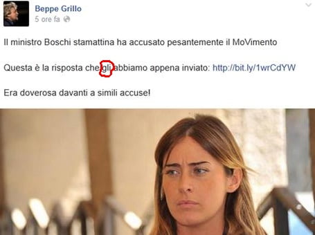 Riforme:su bacheca Facebook Grillo insulti sessisti a Boschi