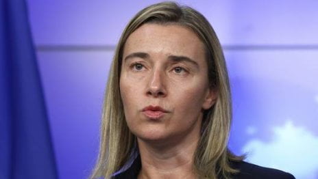 New EU High Representative for Foreign Policy Federica Mogherini and NATO Secretary General Jens Stoltenberg presser