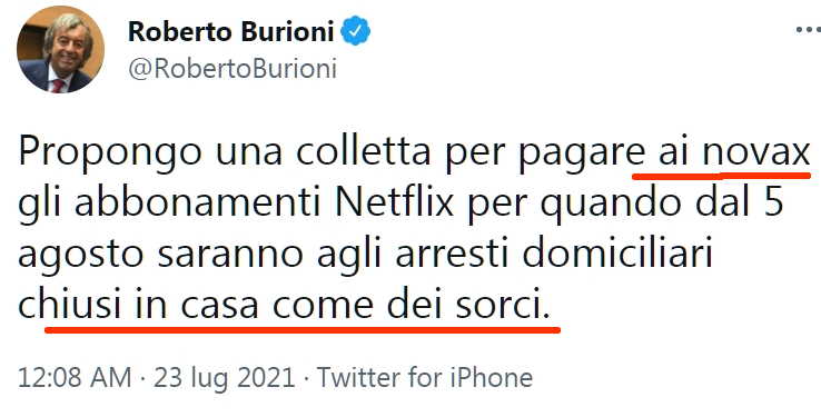 burioni no vax chiusi in casa come sorci