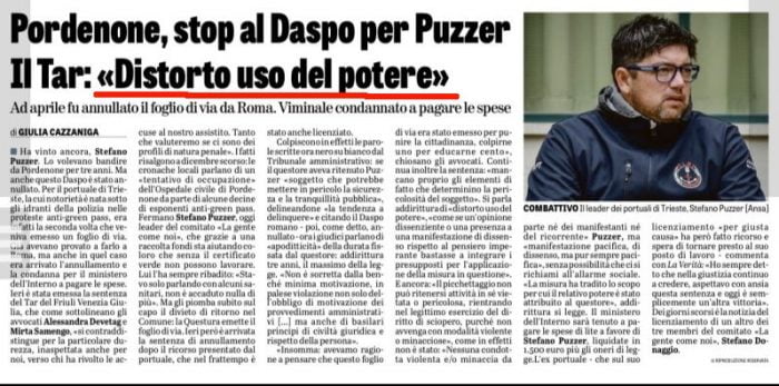 annullato daspo a Stefano Puzzer