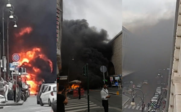 Roma incendio Termini