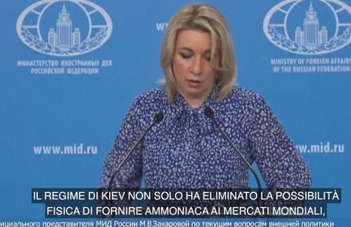 Mosca: “Attacco a conduttura di ammoniaca duro colpo per lotta alla fame” Maria Zakharova