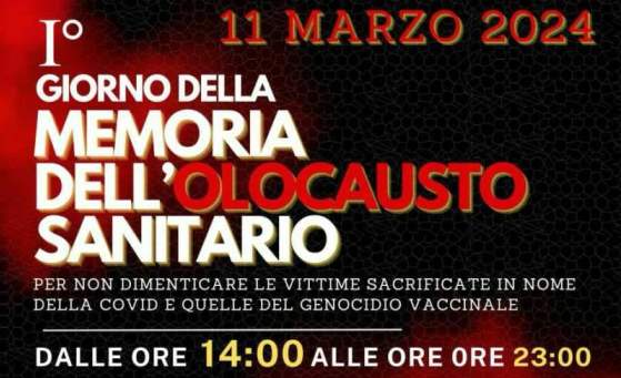 11 marzo 2024: Giorno della Memoria dell'olocausto sanitario