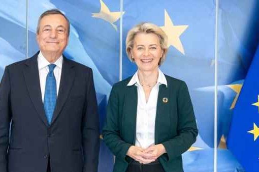 Draghi: ‘il nostro modello di crescita sta svanendo’ Mario Draghi e von der Leyen