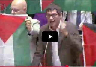 Avs in aula con bandiere della Palestina