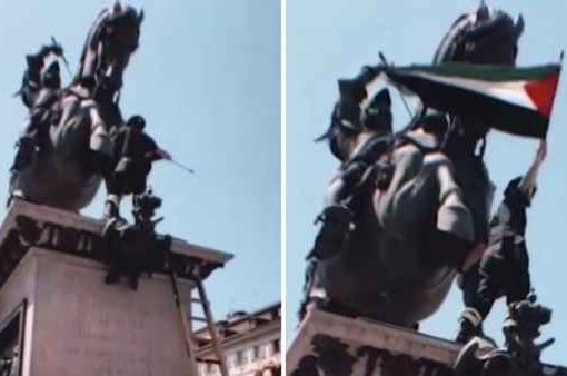 Torino, vigile del fuoco sventola la bandiera palestinese che doveva rimuovere
