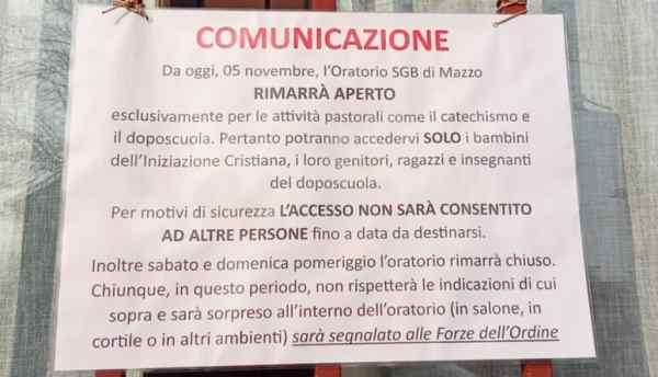 chiuso oratorio di mazzo quartiere ostaggio dei maranza