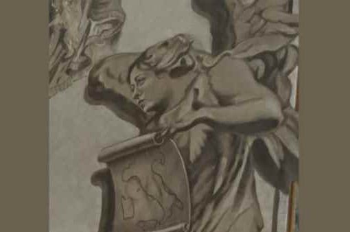 Angelo con volto della Meloni in basilica