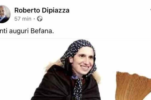 Befana con il volto di Schlein