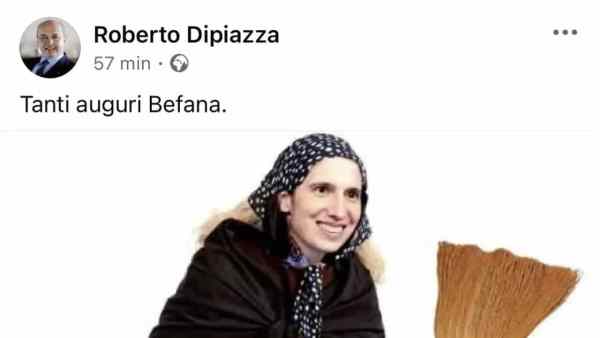 Befana con il volto di Schlein