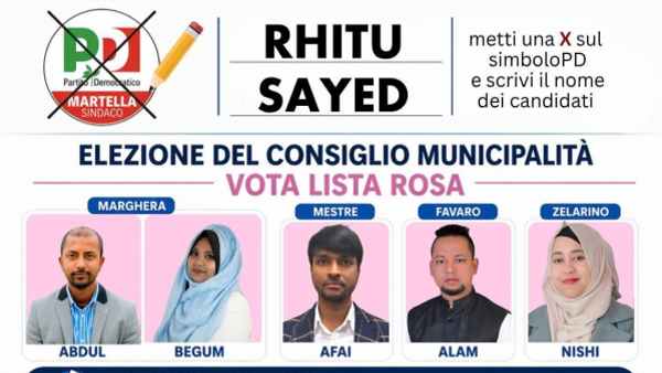 Il Partito democratico a Venezia sta candidando un blocco piuttosto numeroso di bengalesi