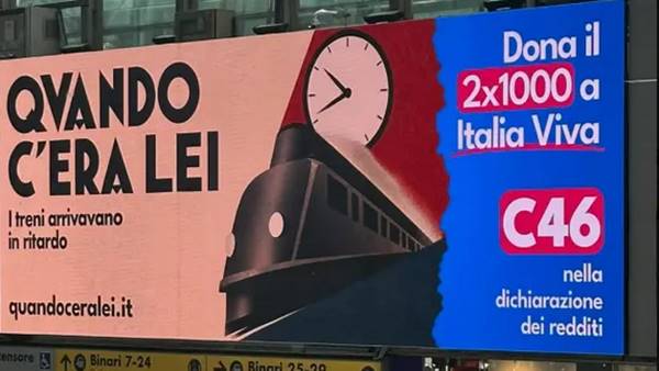 manifesti di Renzi contro Meloni
