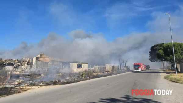 Foggia incendio di rifiuti